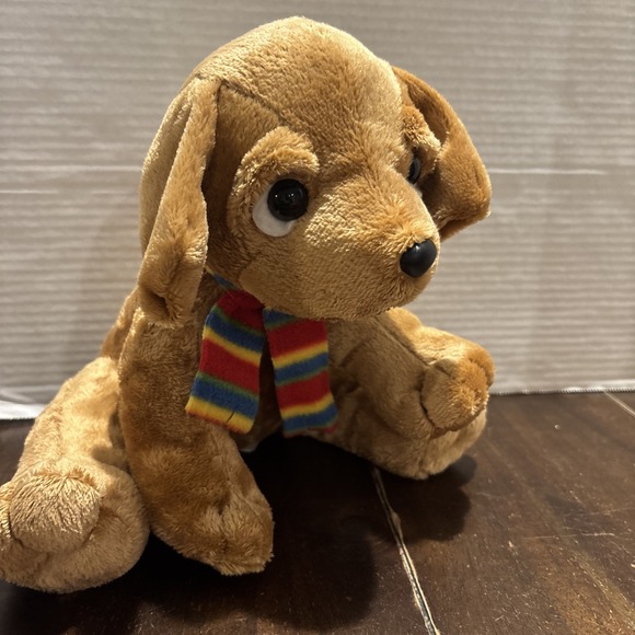 Applause FLUFF Puppy Dog Plush Floppy Stuffed Animal Russ Berrie 9 Inch Scarf - Picture 2 of 6